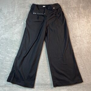 Nwt‎ LOFT Pants Women's 12 Black Wide Leg Dress High Waist Rhinestone Button